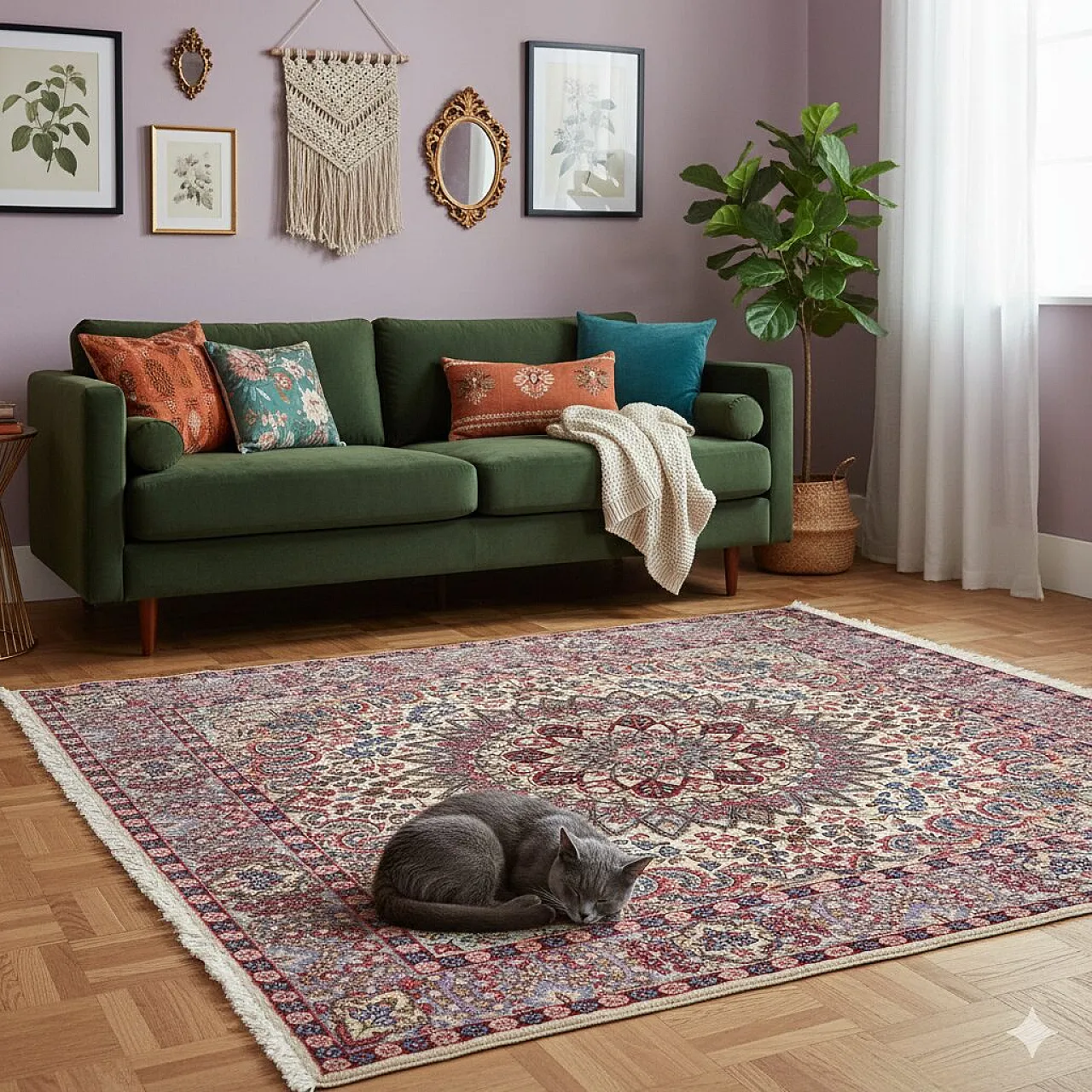 Kerman carpet in cotton and wool, large knot, handmade, 20th century 2