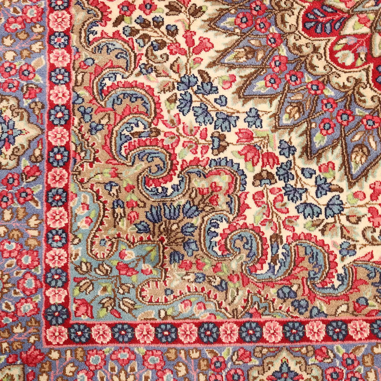 Kerman carpet in cotton and wool, large knot, handmade, 20th century 6