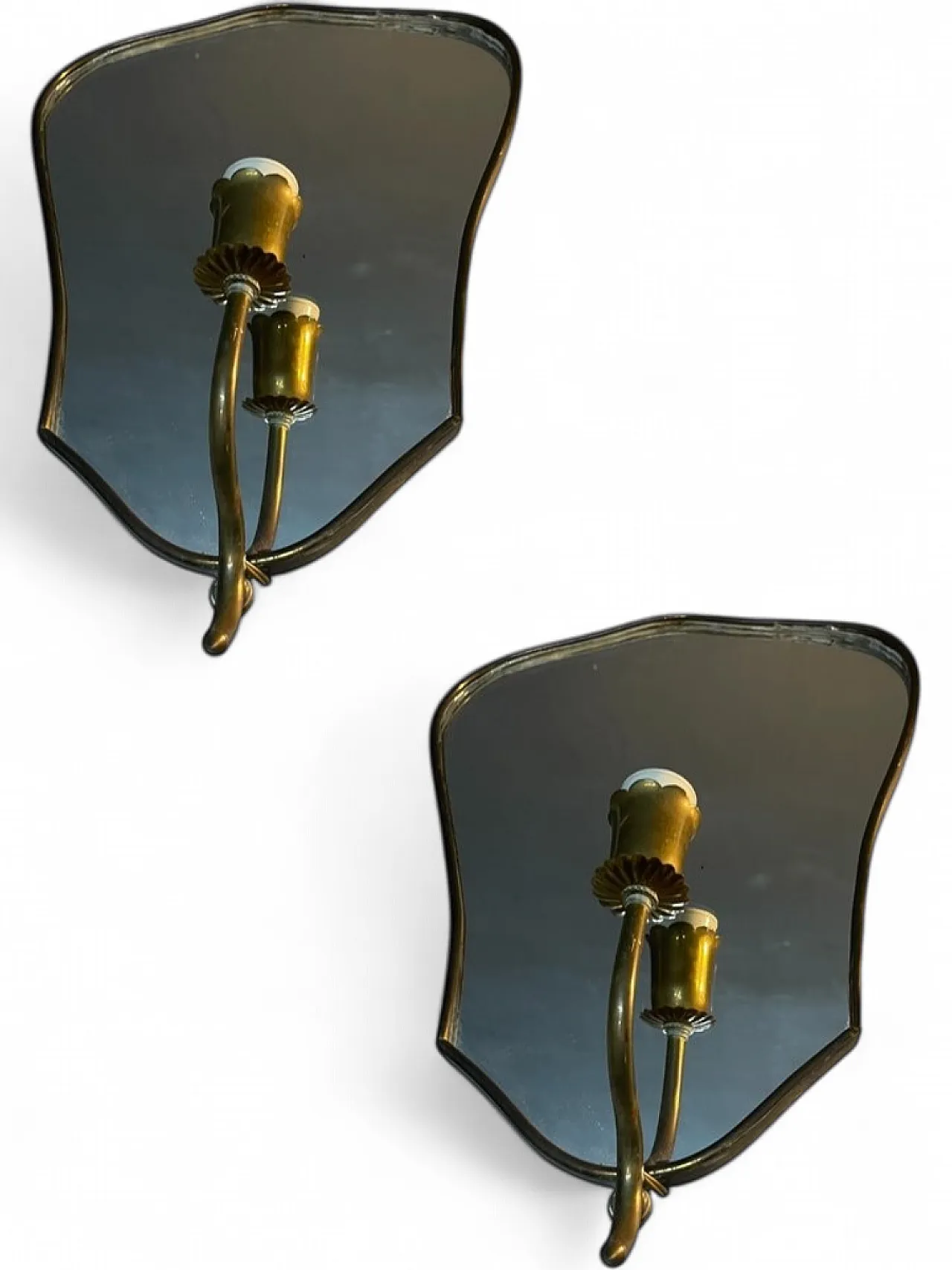 Pair of Art Deco Mirror Sconces by Gio Ponti, Italy, 1950s 14