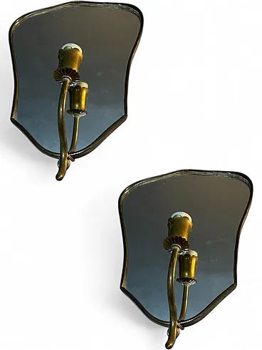 Pair of Art Deco Mirror Sconces by Gio Ponti, Italy, 1950s
