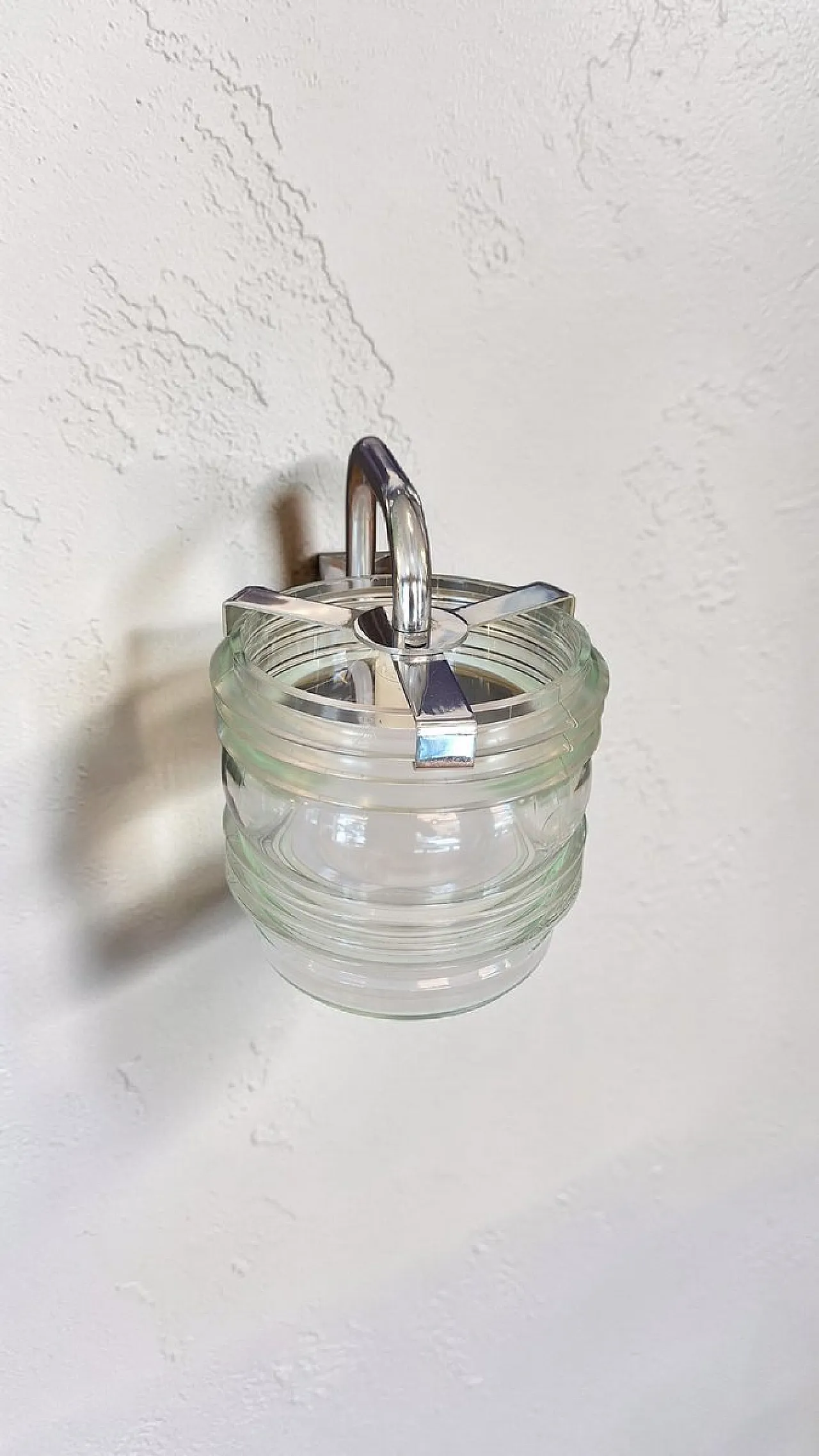 Fresnel metal and glass wall lamp by Tito Agnoli for Oluce, 1960s 3
