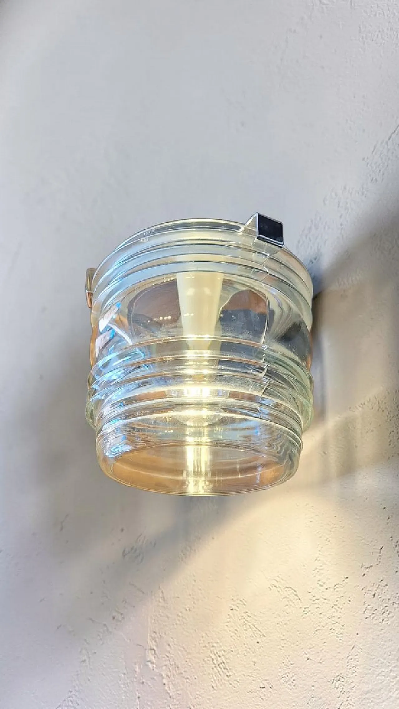 Fresnel metal and glass wall lamp by Tito Agnoli for Oluce, 1960s 5