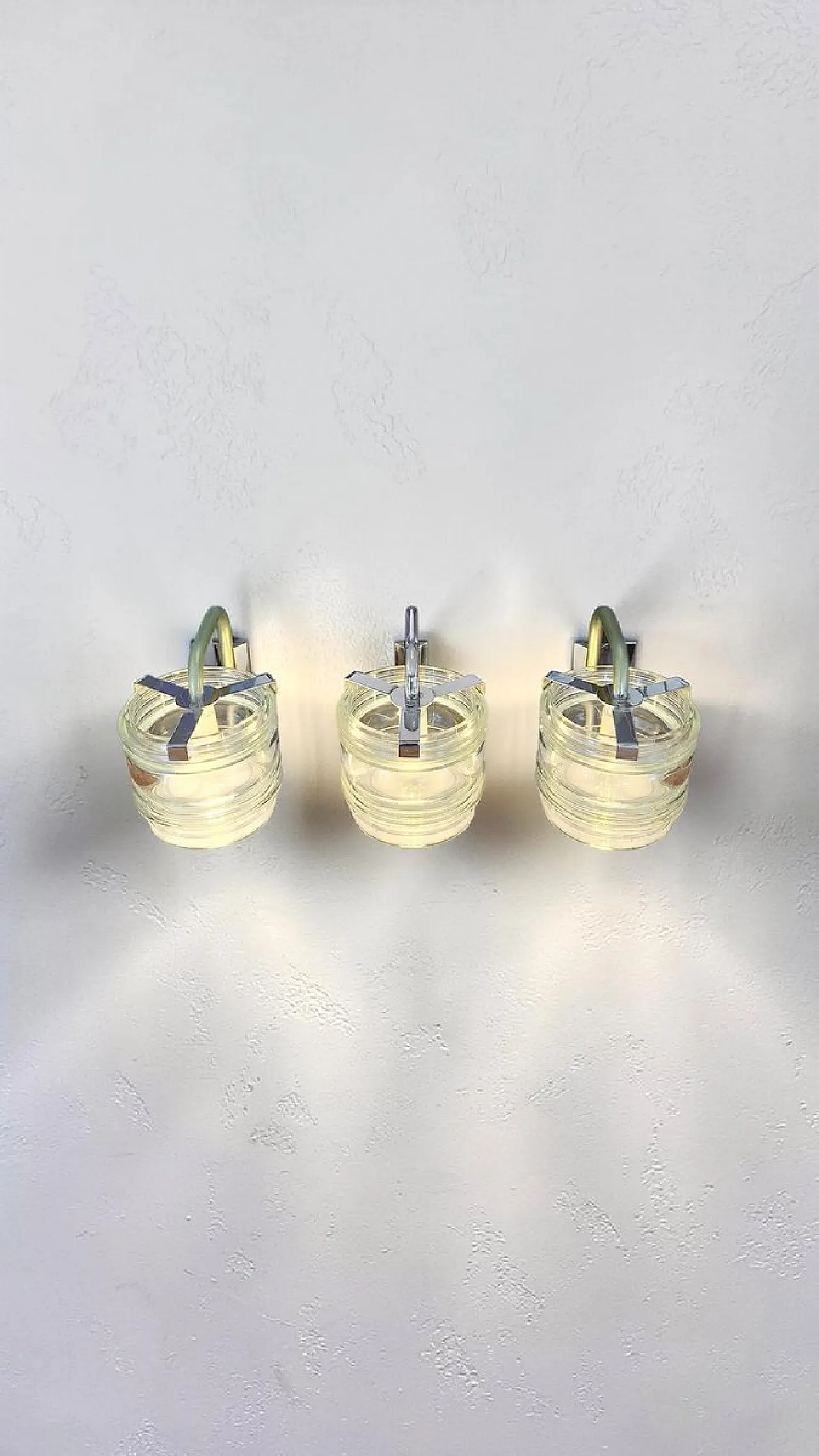 Fresnel metal and glass wall lamp by Tito Agnoli for Oluce, 1960s 9