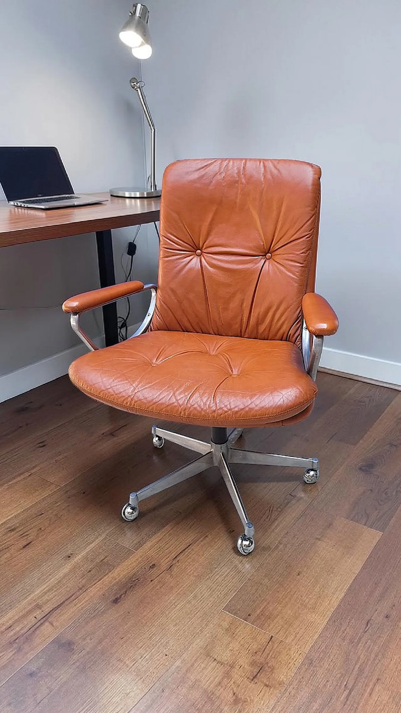 Leather office chair by Ring Mekanikk, 1960s 7