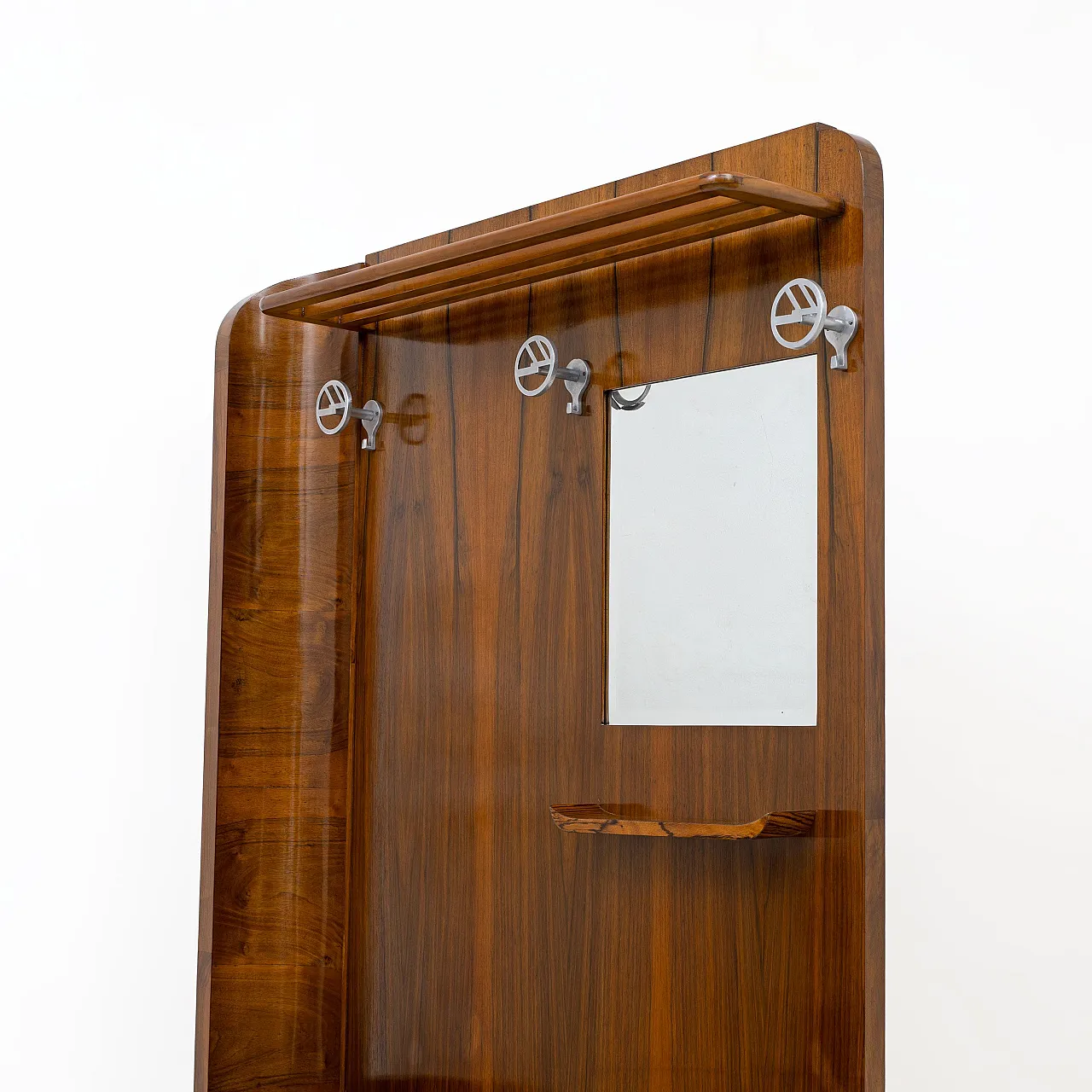 Art Deco walnut entryway stand with integrated umbrella stand, 1930s 6