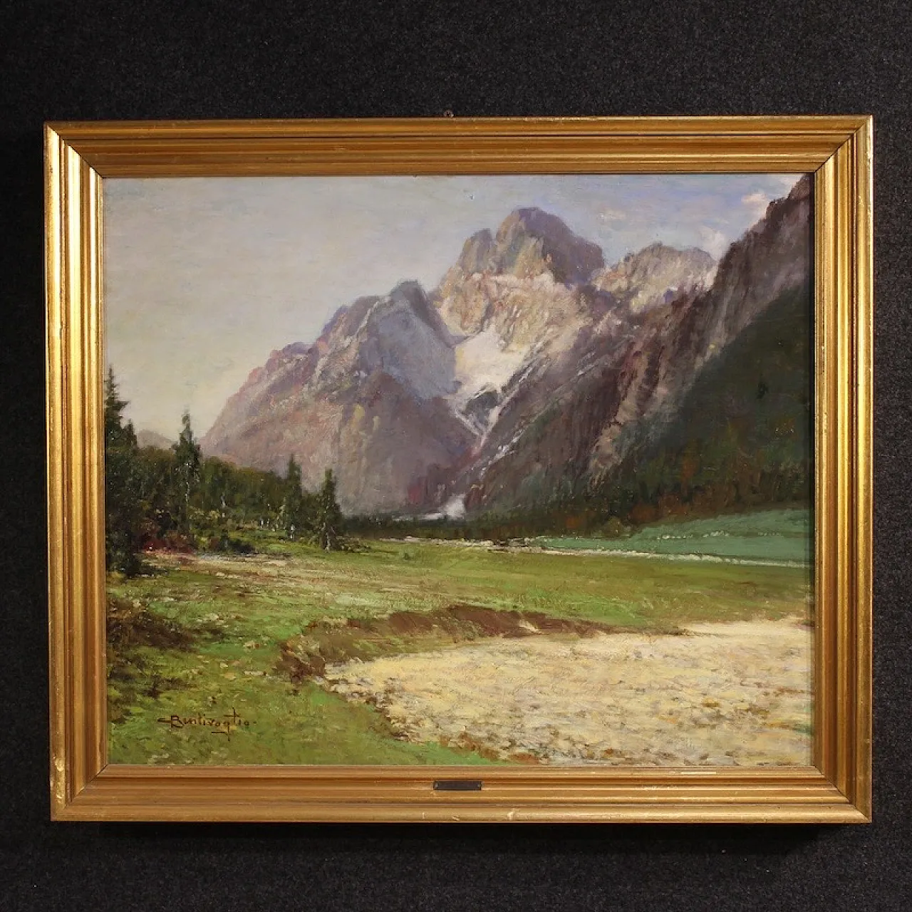 Italian painting of mountain view Croda Rossa D'Ampezzo 1