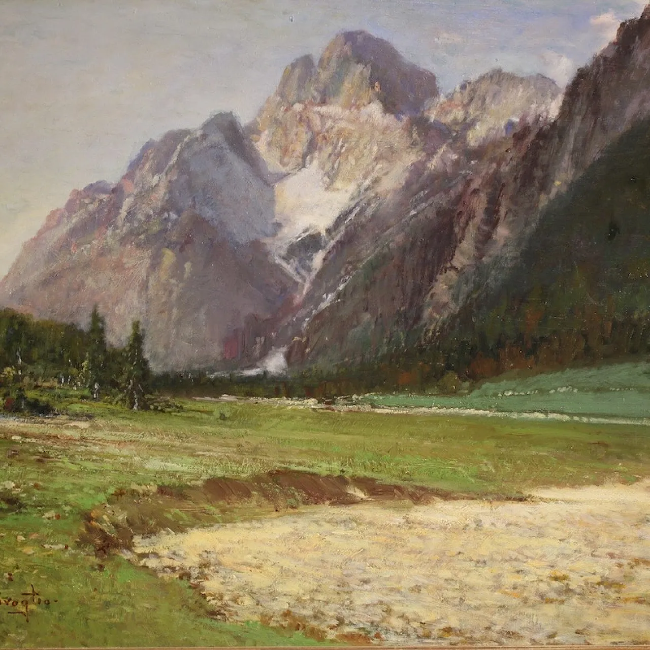 Italian painting of mountain view Croda Rossa D'Ampezzo 2