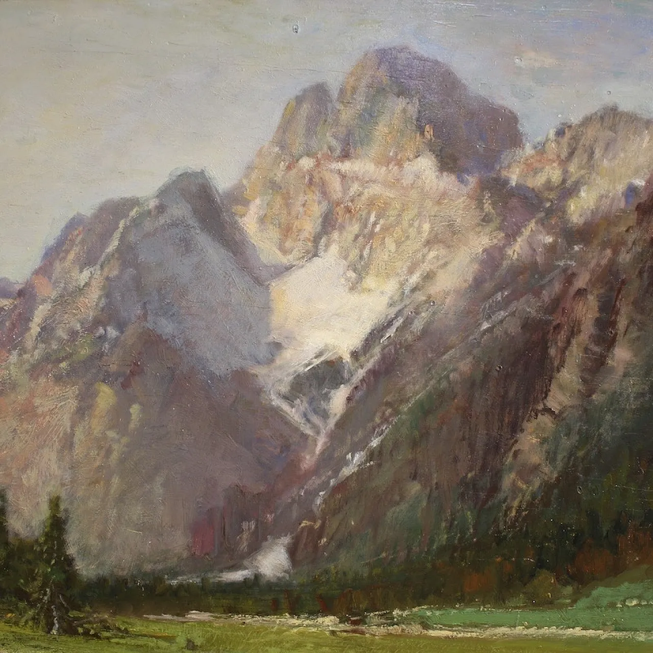 Italian painting of mountain view Croda Rossa D'Ampezzo 5