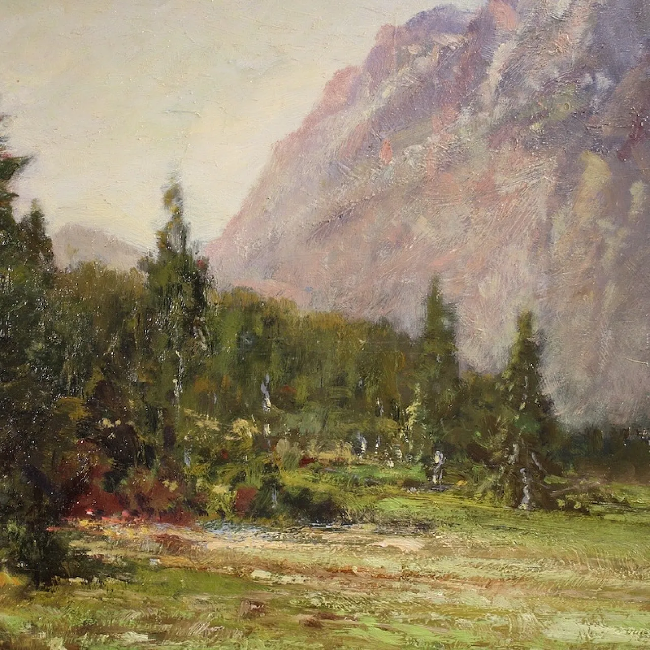 Italian painting of mountain view Croda Rossa D'Ampezzo 6