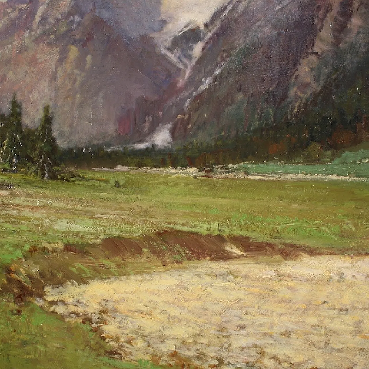 Italian painting of mountain view Croda Rossa D'Ampezzo 7