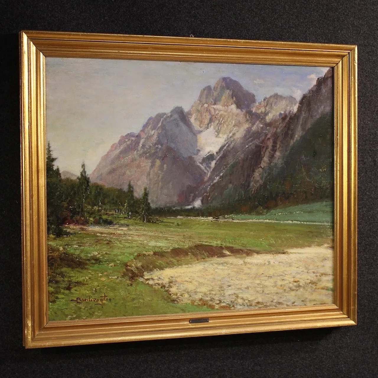 Italian painting of mountain view Croda Rossa D'Ampezzo 9