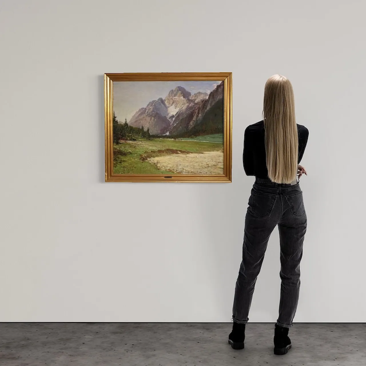 Italian painting of mountain view Croda Rossa D'Ampezzo 12