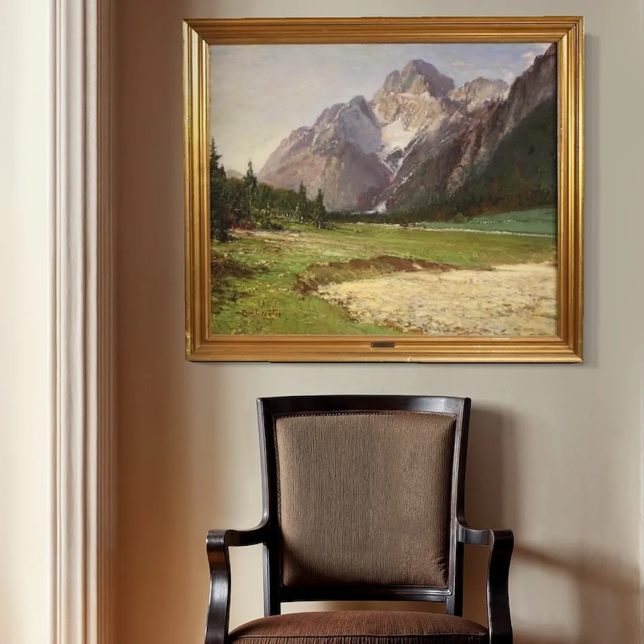 Italian painting of mountain view Croda Rossa D'Ampezzo 13
