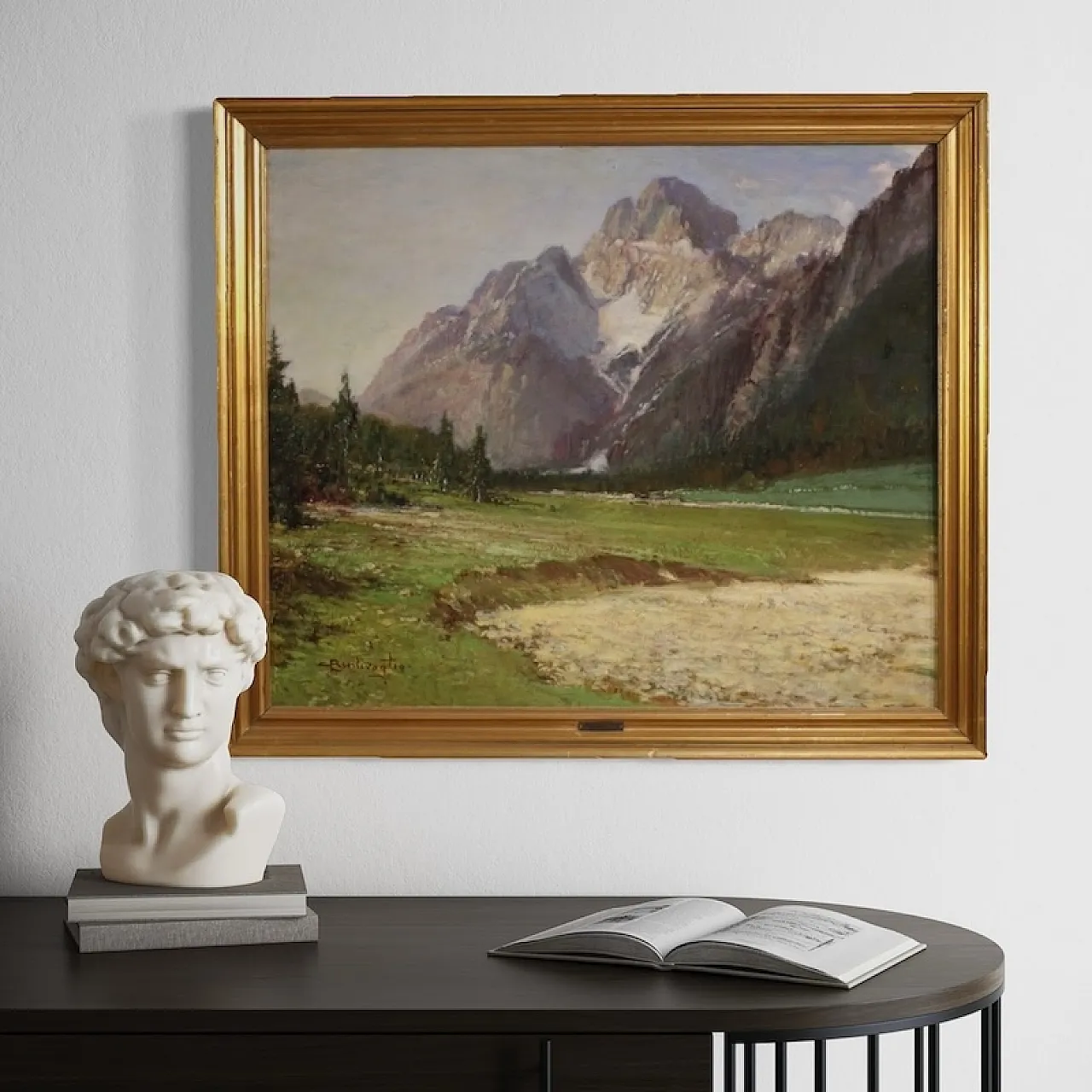 Italian painting of mountain view Croda Rossa D'Ampezzo 14