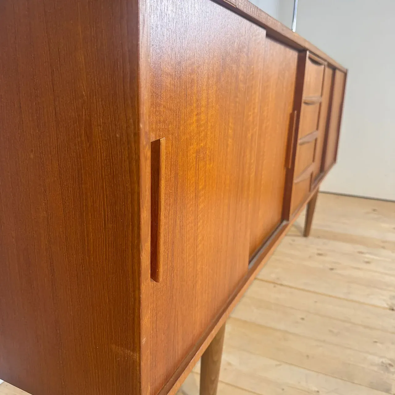 Sideboard danese a quattro cassetti in teak, anni ’60 4