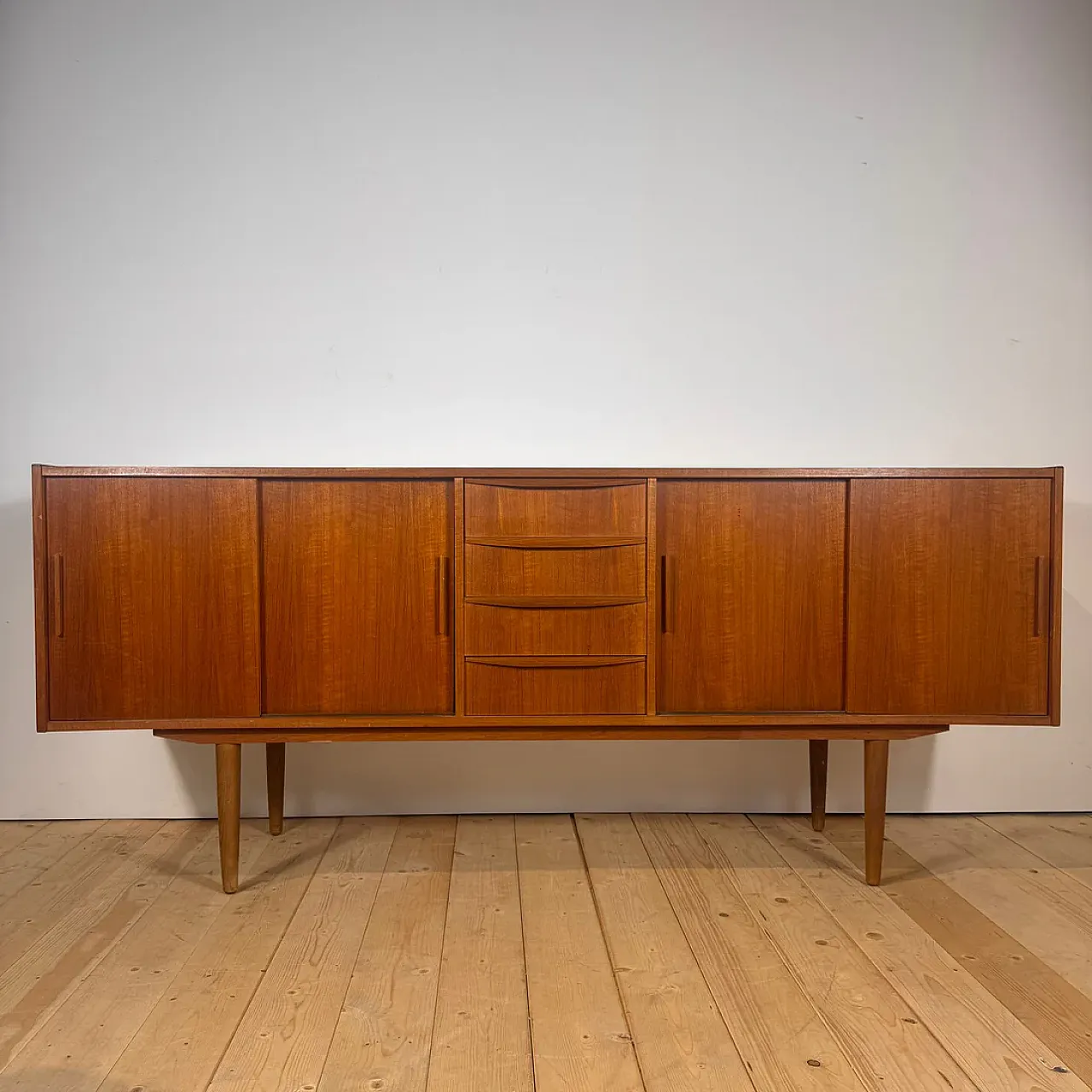 Sideboard danese a quattro cassetti in teak, anni ’60 6