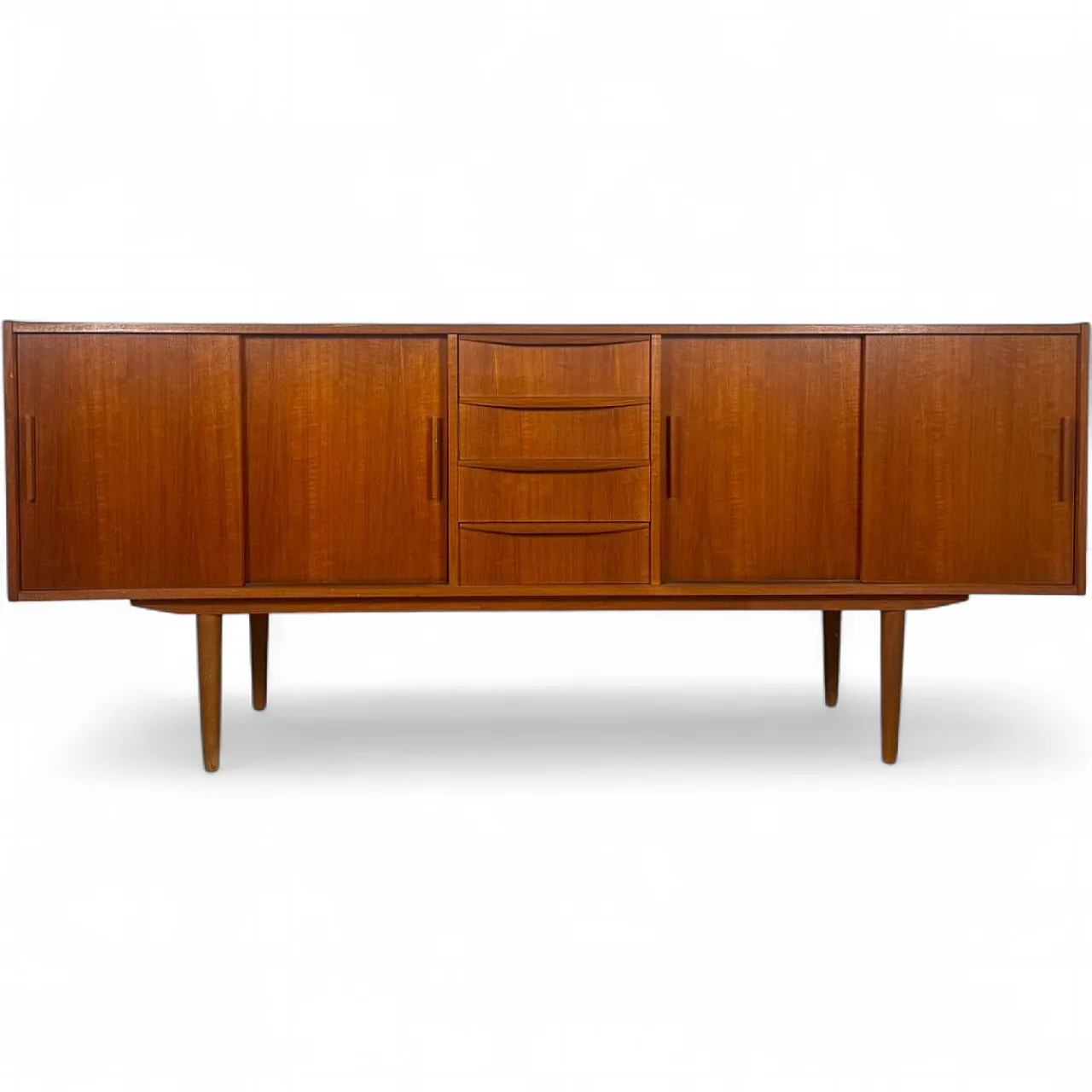 Sideboard danese a quattro cassetti in teak, anni ’60 7