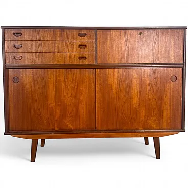 Sideboard danese in teak a sviluppo verticale, anni '60