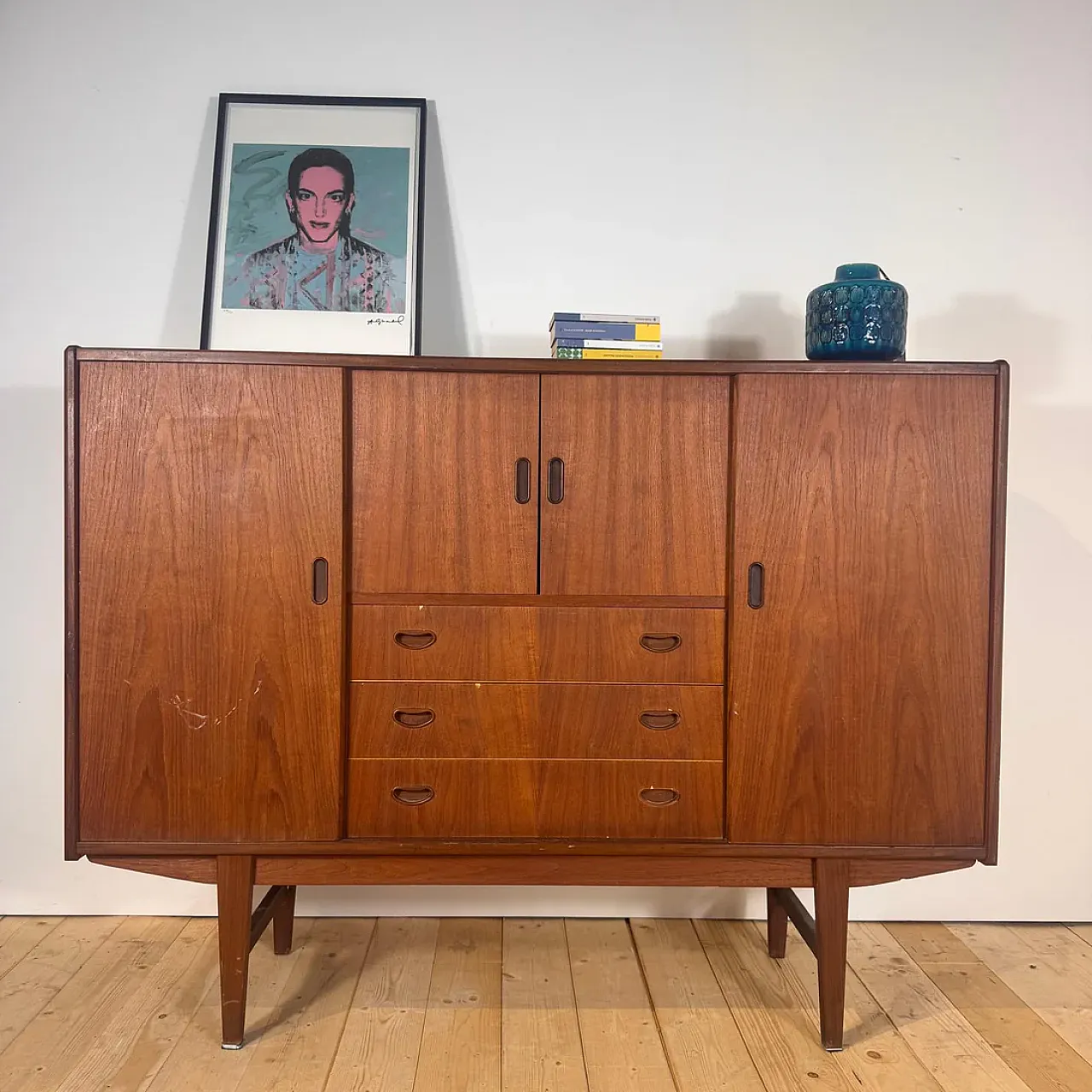 Sideboard danese alta in teak, anni '60 1