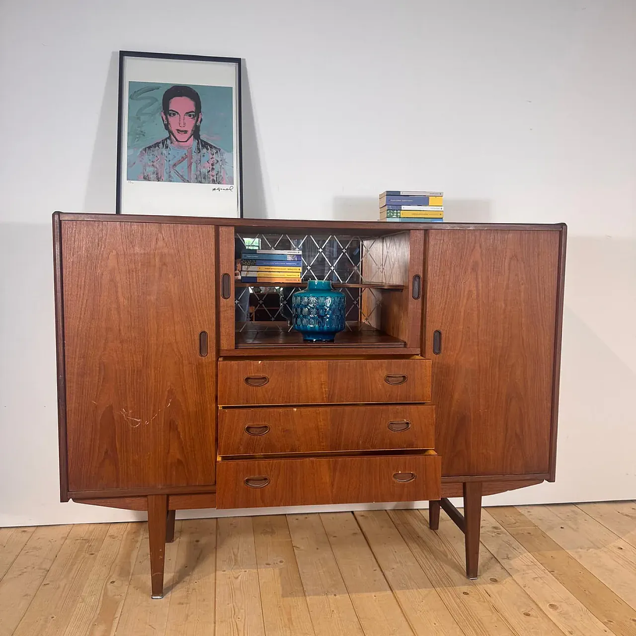Sideboard danese alta in teak, anni '60 2