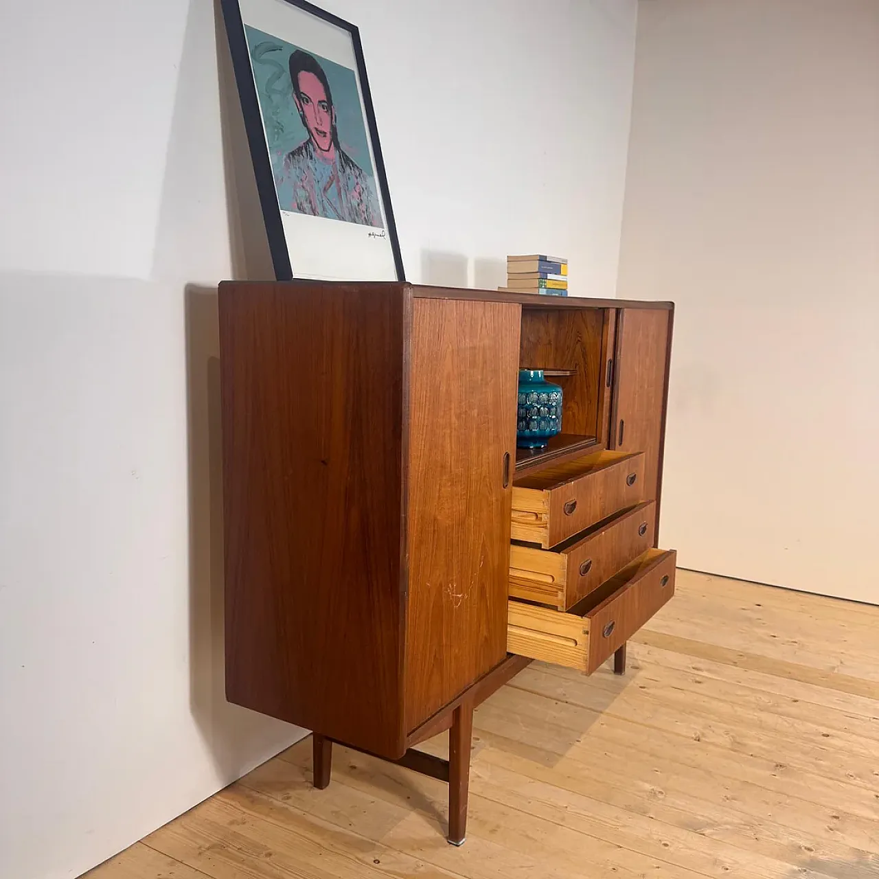 Sideboard danese alta in teak, anni '60 3