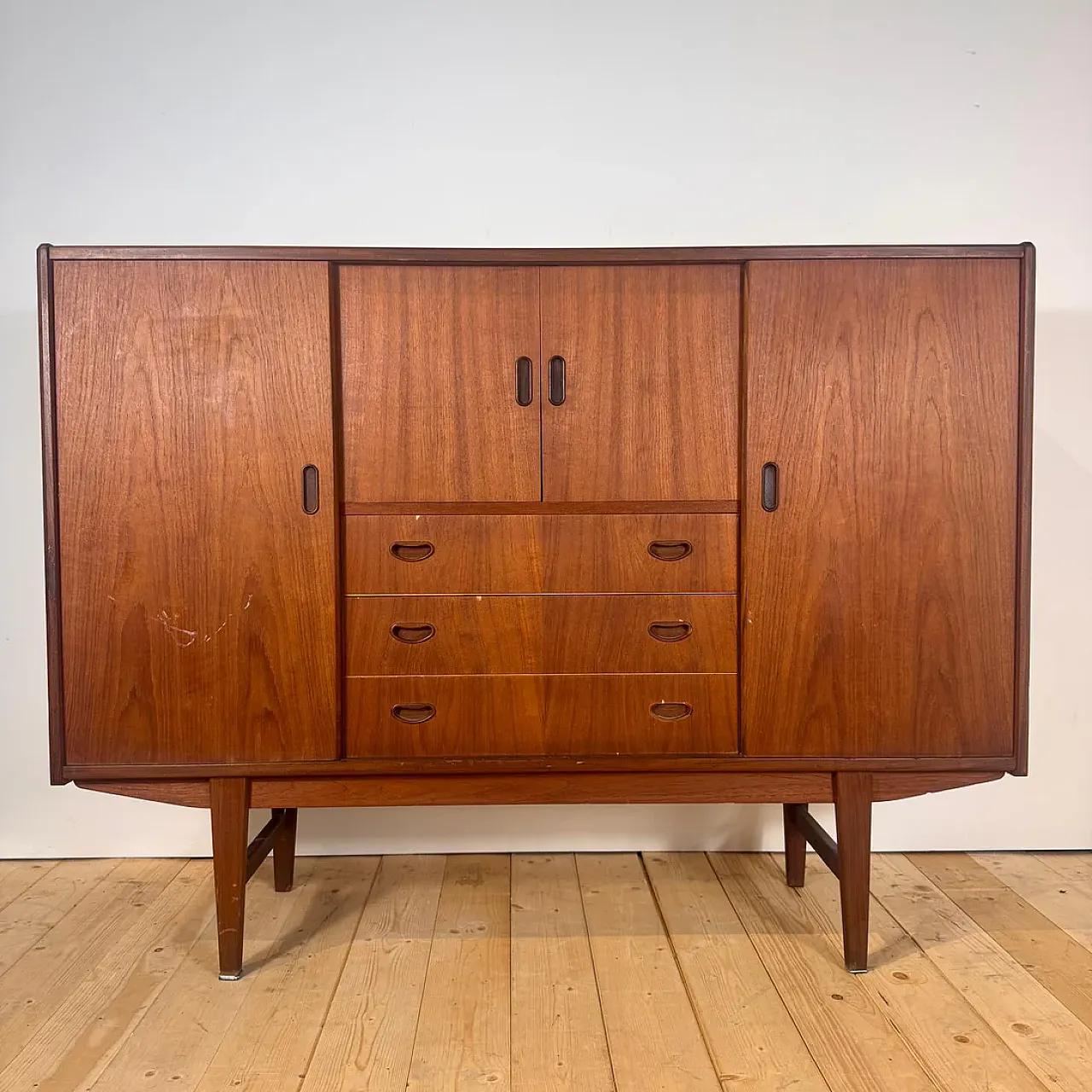Sideboard danese alta in teak, anni '60 5