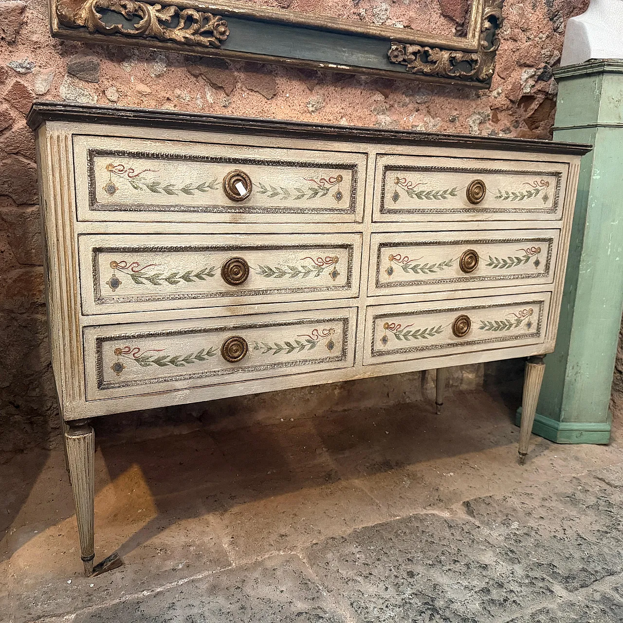 Cassettiera fiorentina in legno laccato Luigi XVI, '800 12
