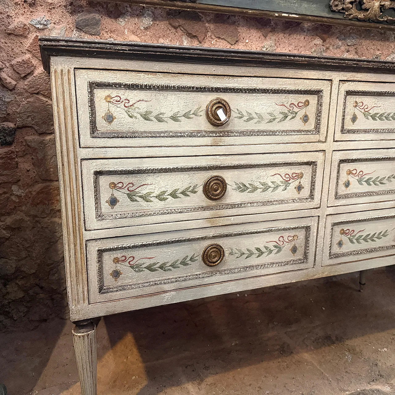 Cassettiera fiorentina in legno laccato Luigi XVI, '800 13