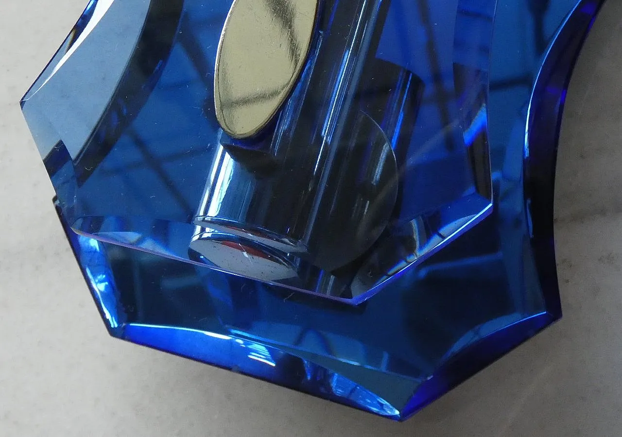 Pair of Cristal Art Blue Glass Wall Lamps, 1970s 5
