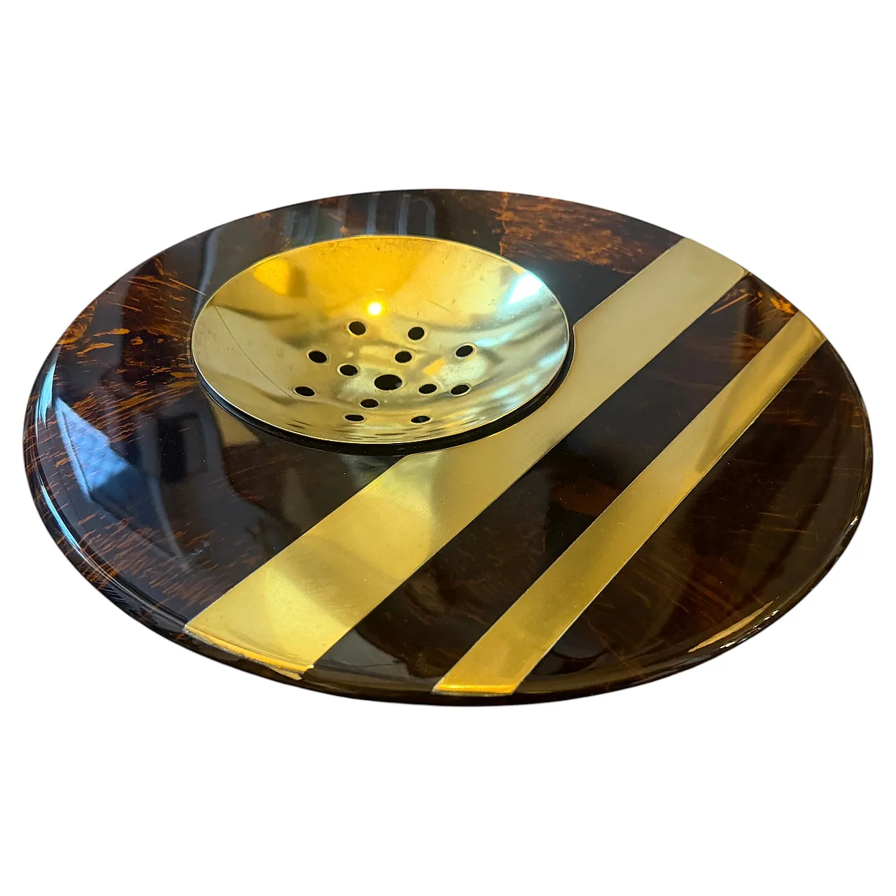 Centrotavola in lucite finta tartaruga di Dior Home, anni '70 1