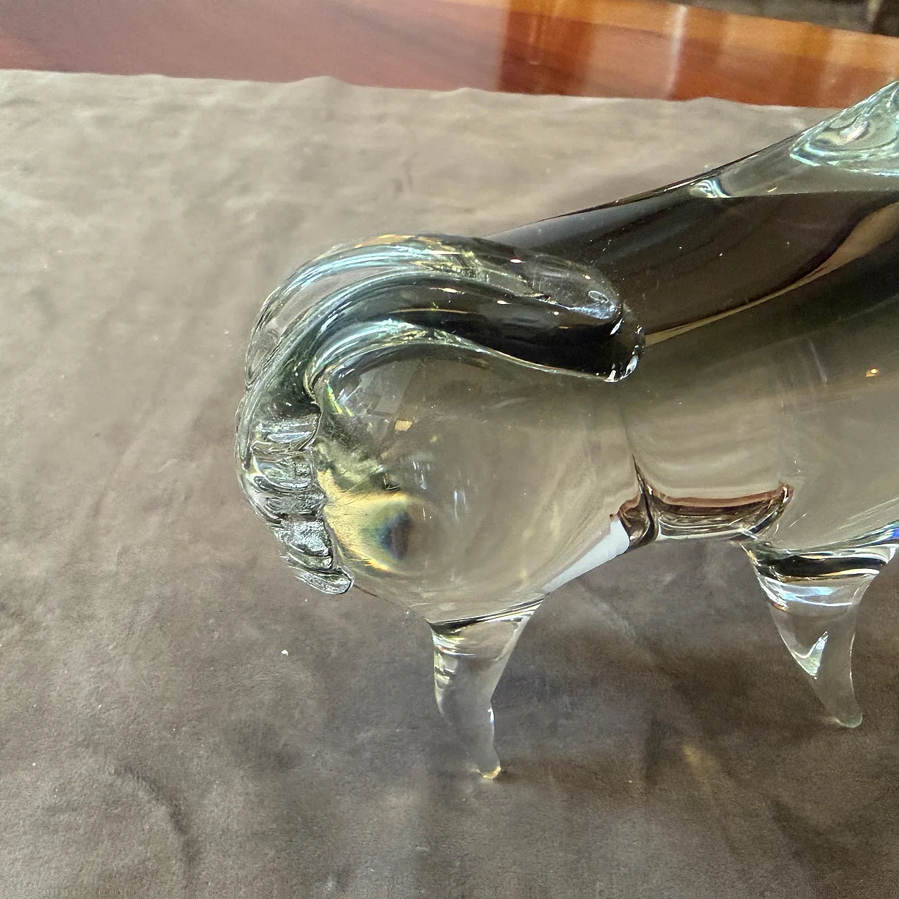 Modern gray and black Murano glass bull by Vincenzo Nason, 1980s 5