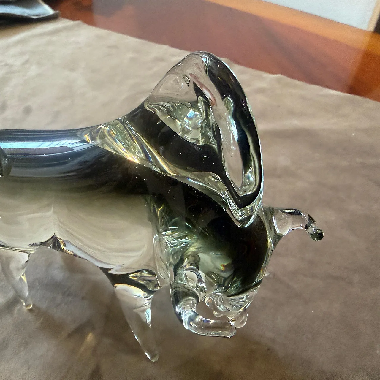 Modern gray and black Murano glass bull by Vincenzo Nason, 1980s 6