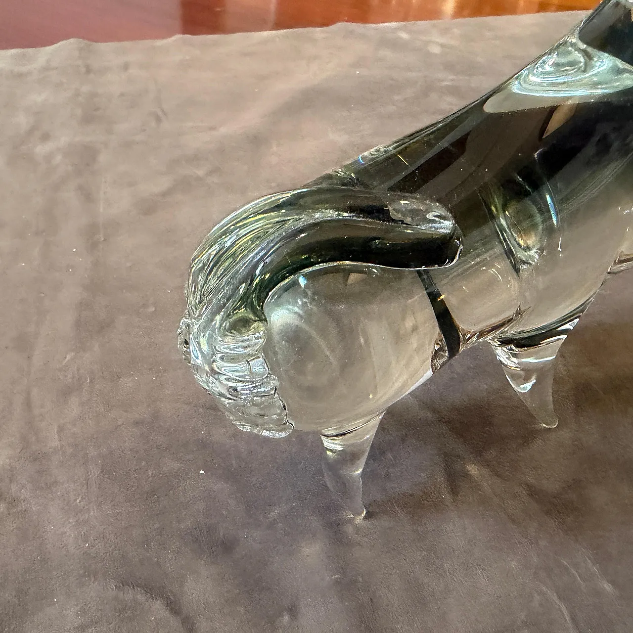 Modern gray and black Murano glass bull by Vincenzo Nason, 1980s 10