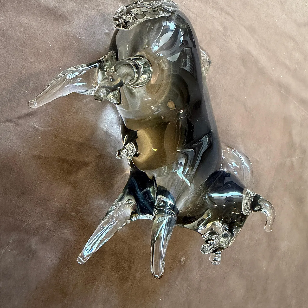 Modern gray and black Murano glass bull by Vincenzo Nason, 1980s 11