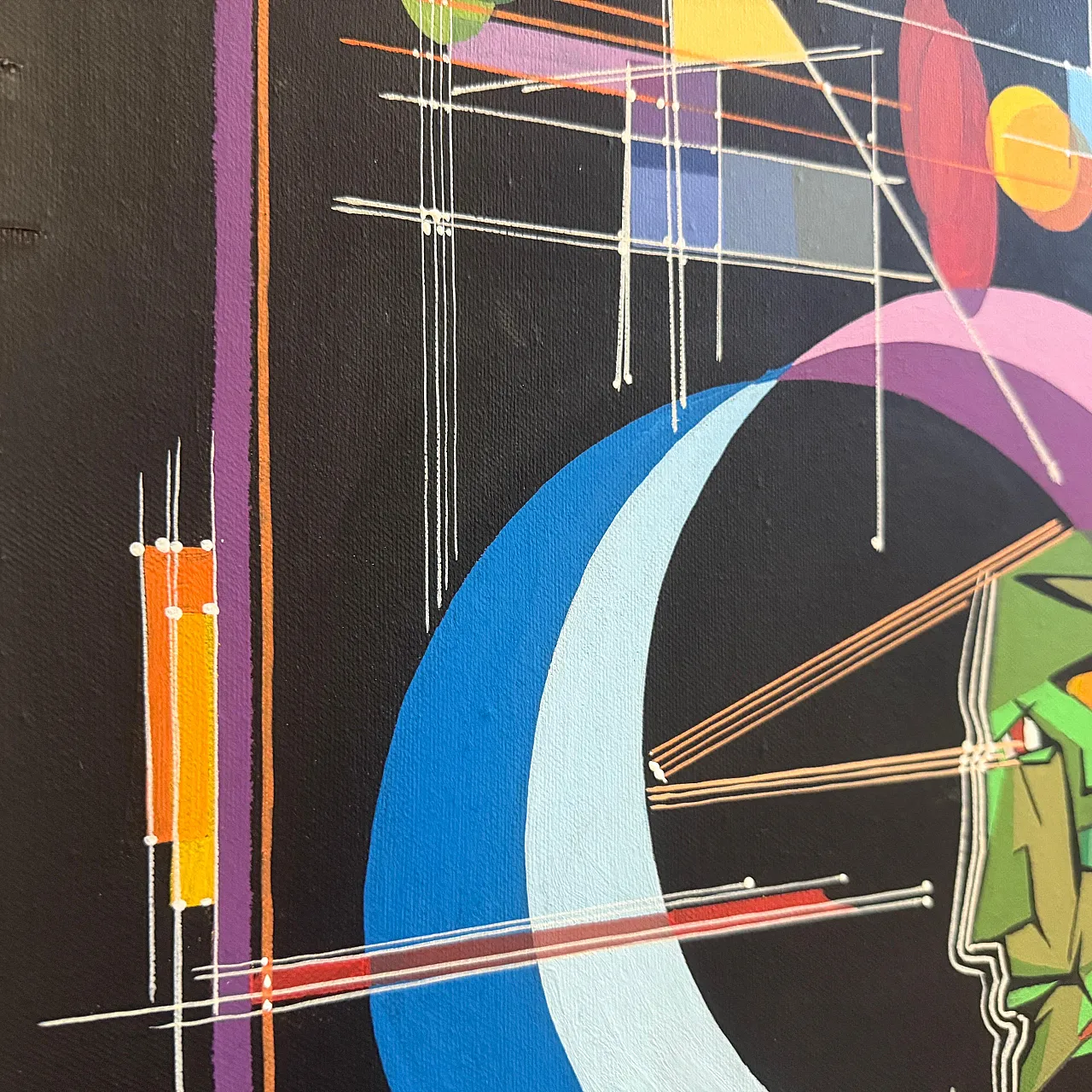 Kandinsky style futurist abstract oil painting by Libero Vitali, 1980s 6