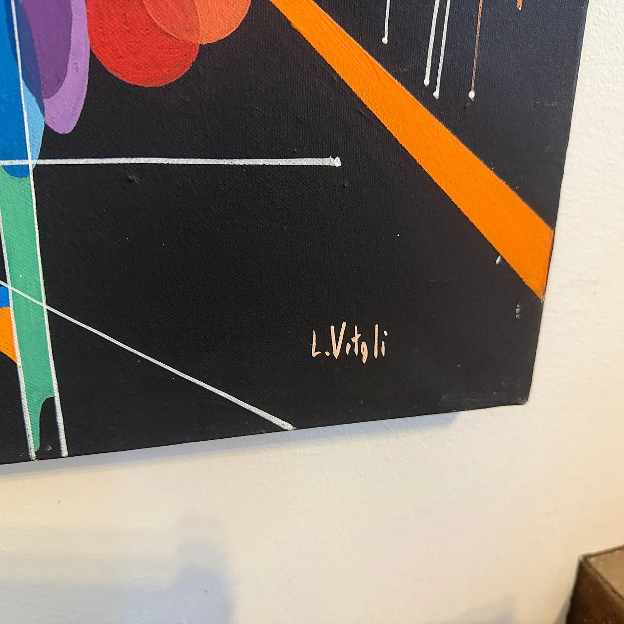 Kandinsky style futurist abstract oil painting by Libero Vitali, 1980s 11