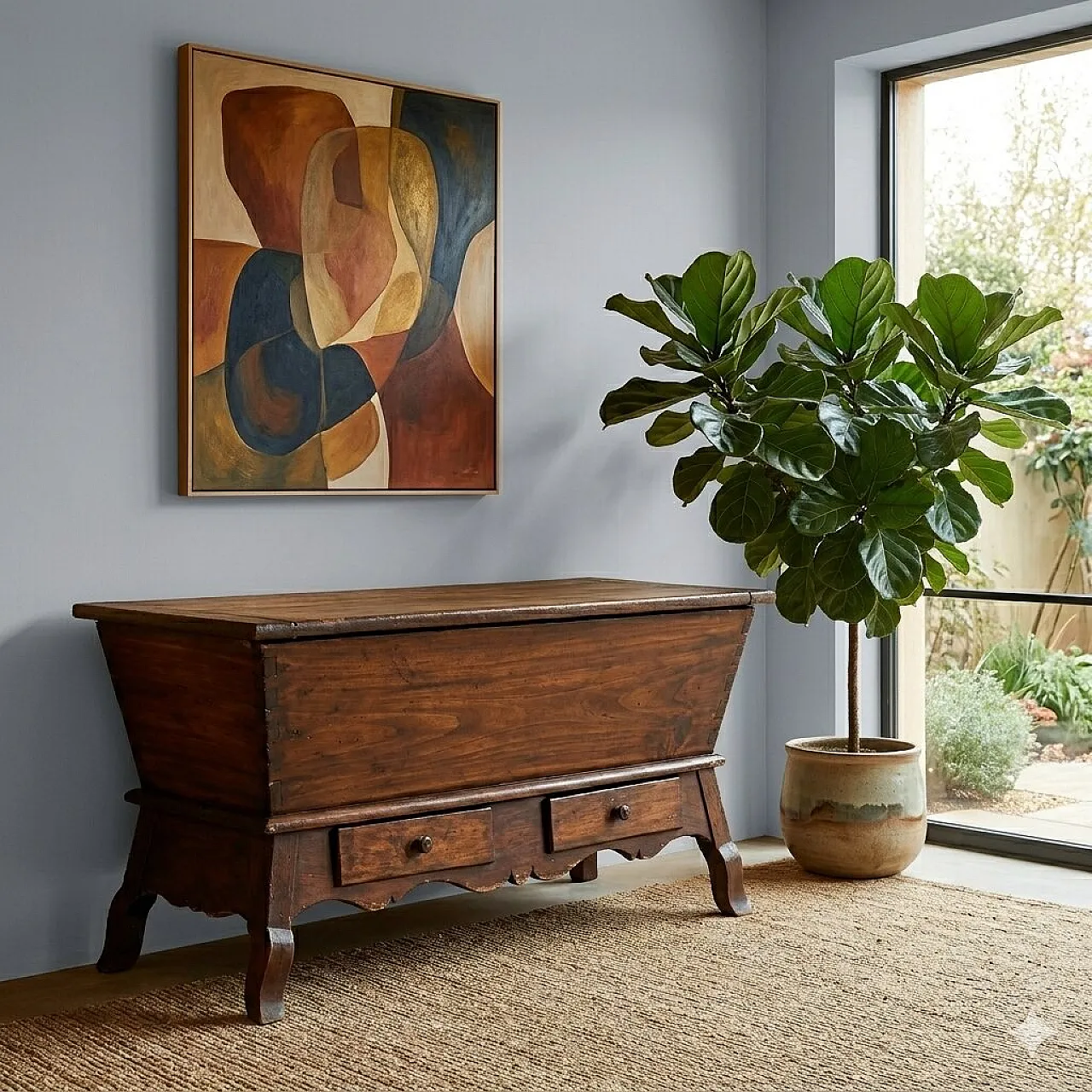 Sideboard in walnut-stained poplar, 19th century 2