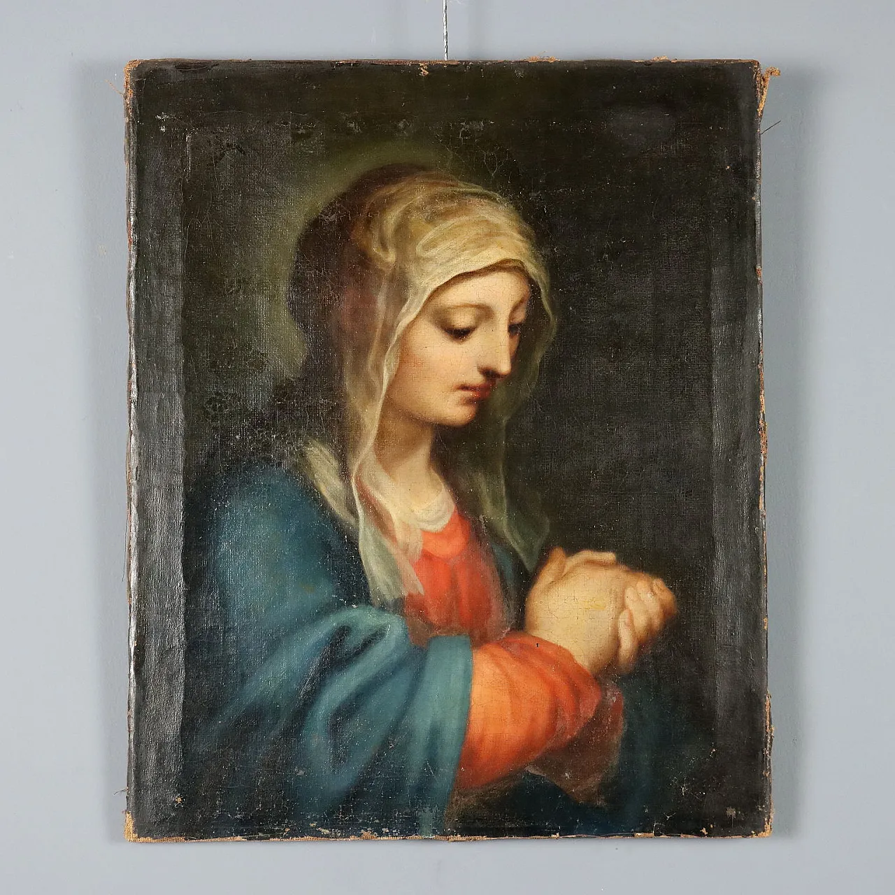 Painting Madonna Praying, oil on canvas, 18th century 1