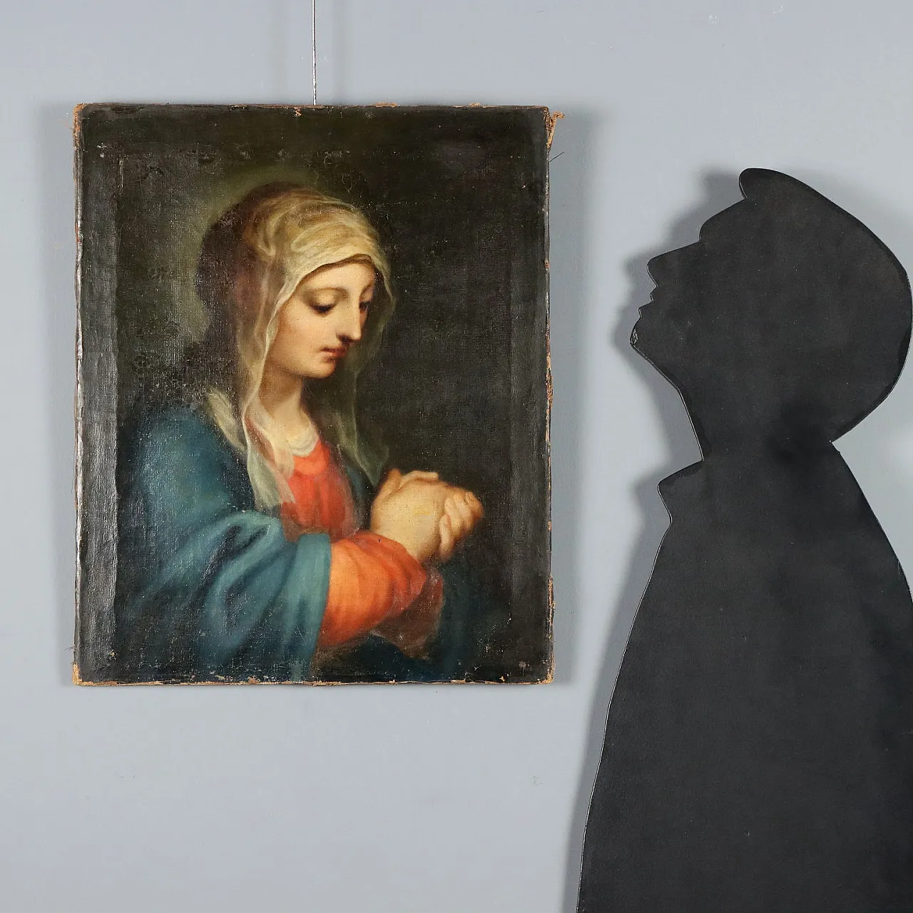 Painting Madonna Praying, oil on canvas, 18th century 2