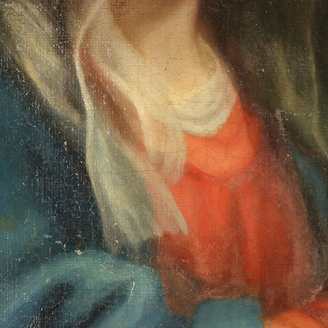 Painting Madonna Praying, oil on canvas, 18th century 5