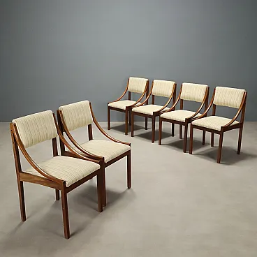 6 Chairs in wood and fabric, 20th century