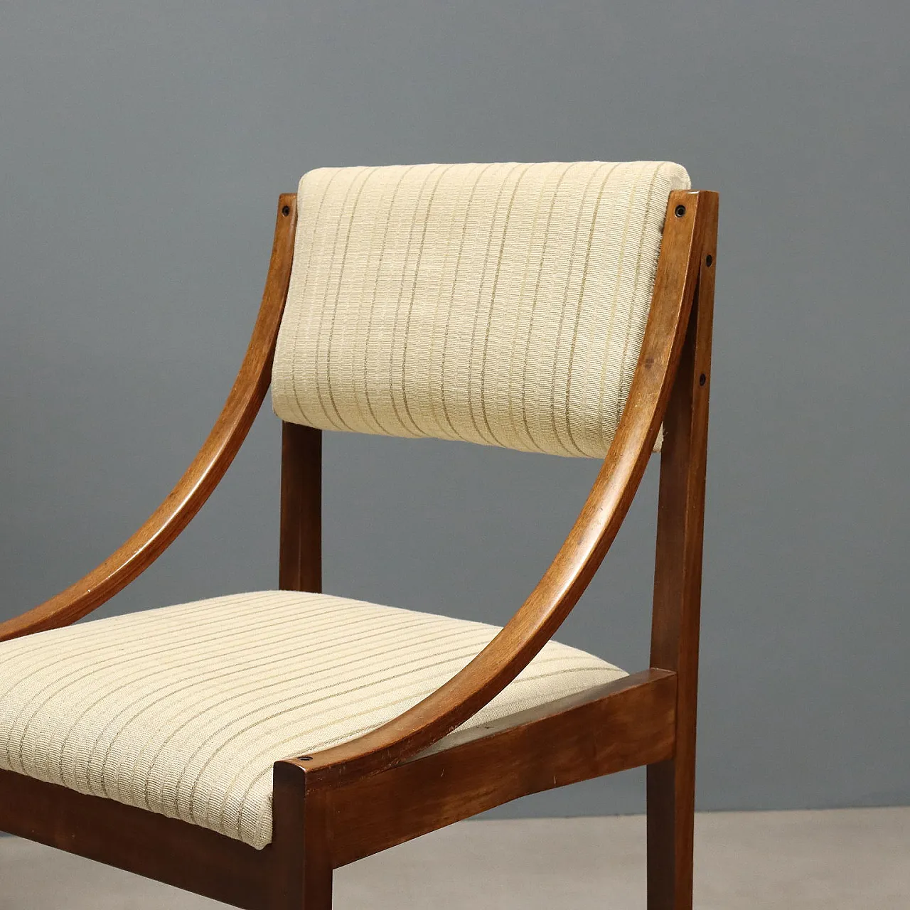 6 Chairs in wood and fabric, 20th century 5