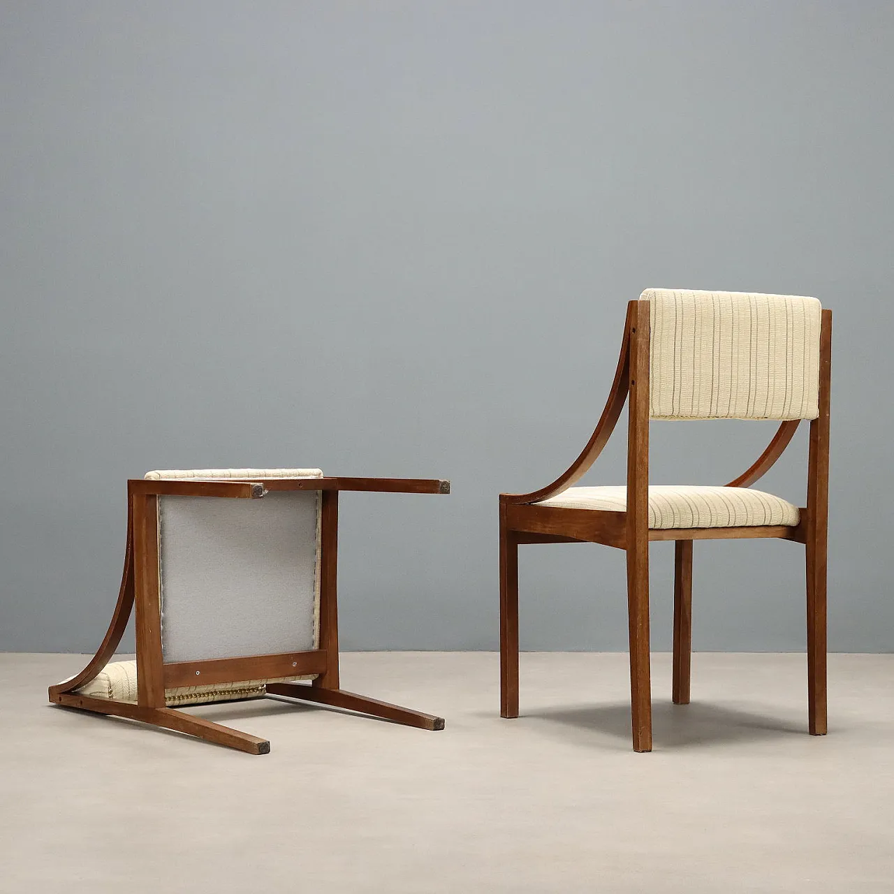6 Chairs in wood and fabric, 20th century 10