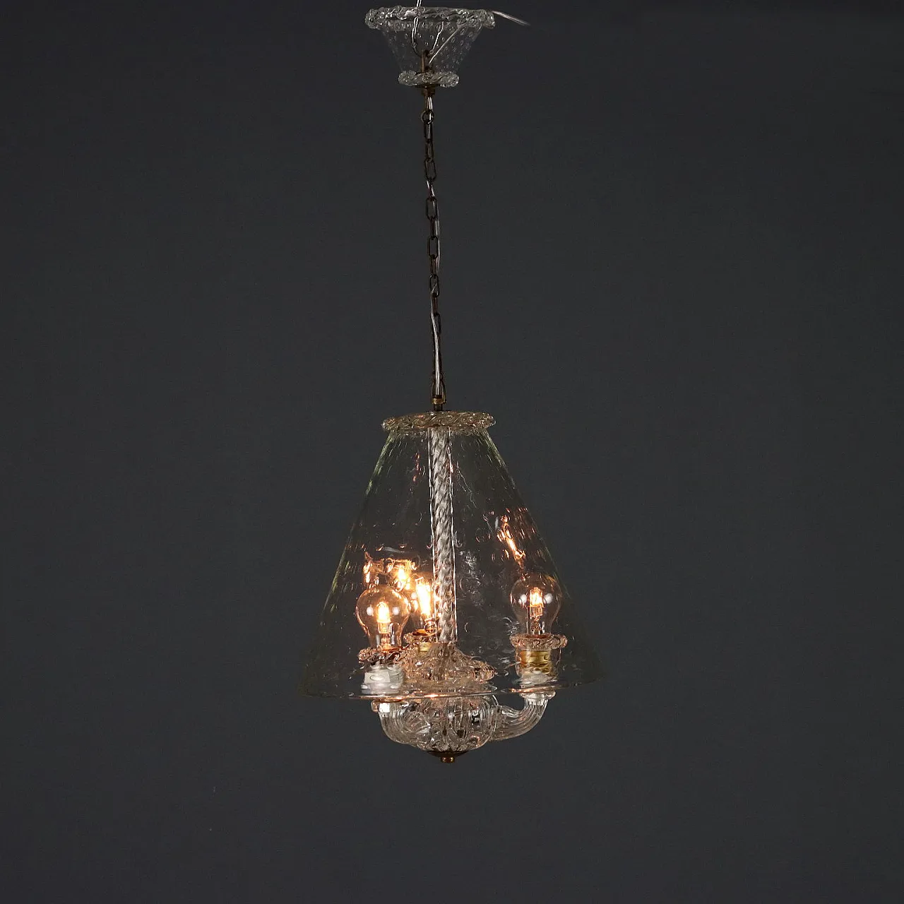 Lampadario in vetro, anni '50 1