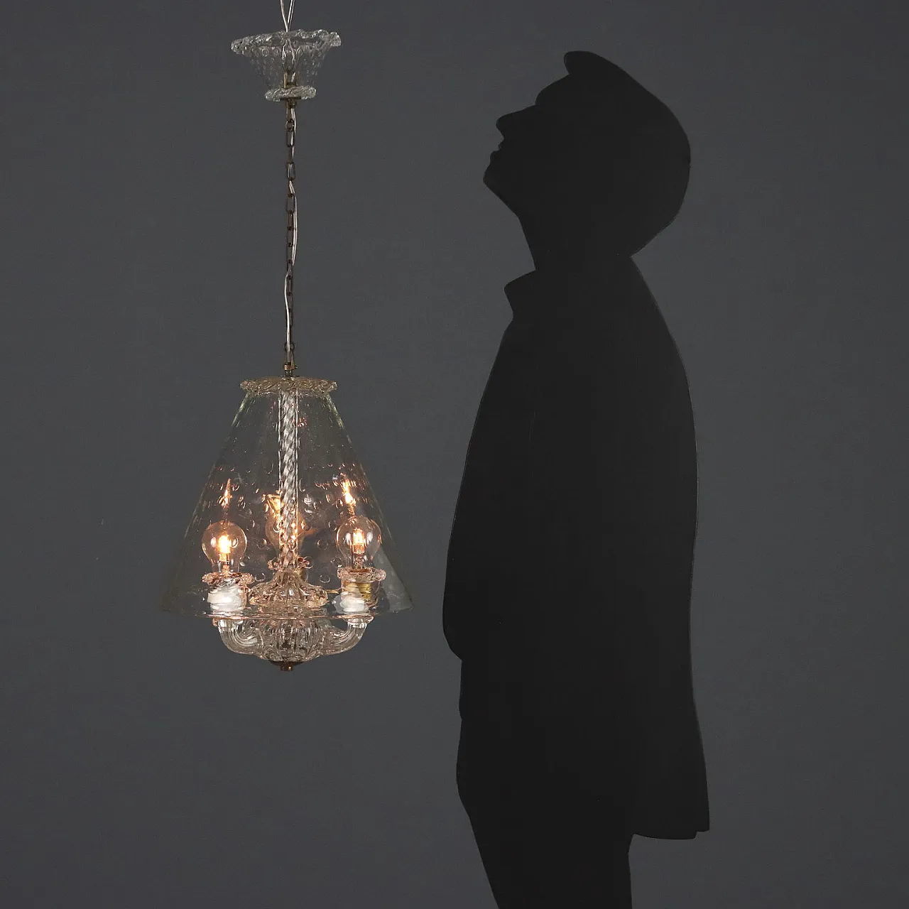 Lampadario in vetro, anni '50 2