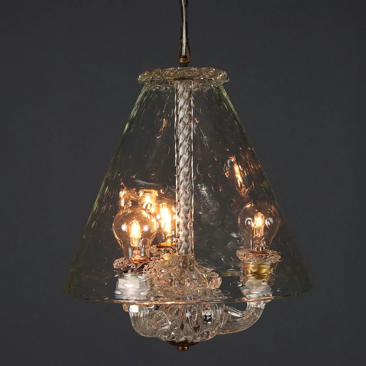 Lampadario in vetro, anni '50 3