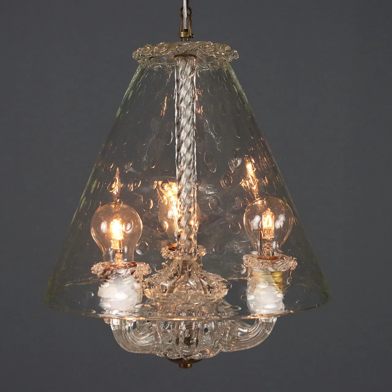 Lampadario in vetro, anni '50 4