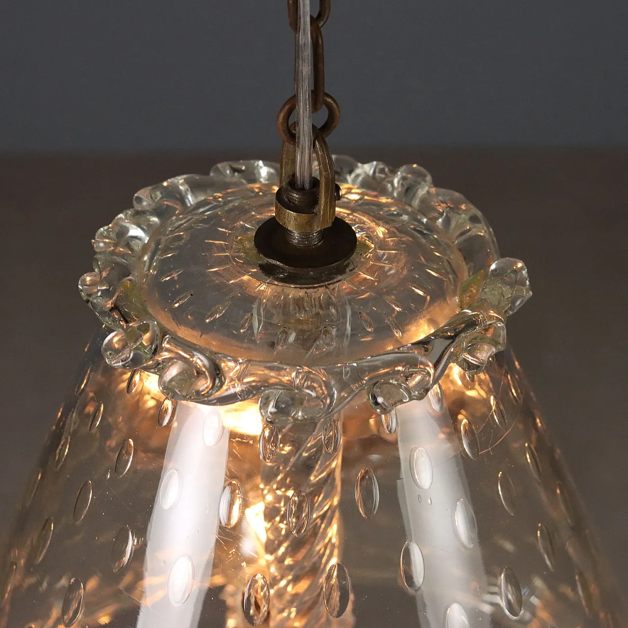 Lampadario in vetro, anni '50 6