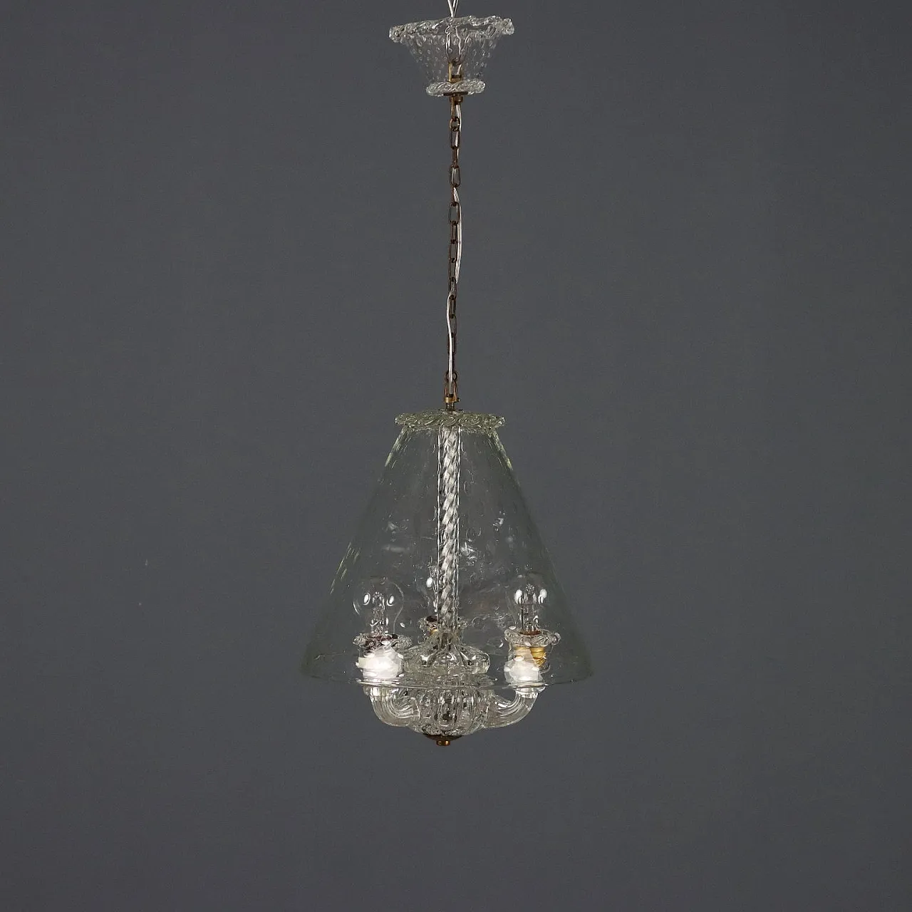 Lampadario in vetro, anni '50 9