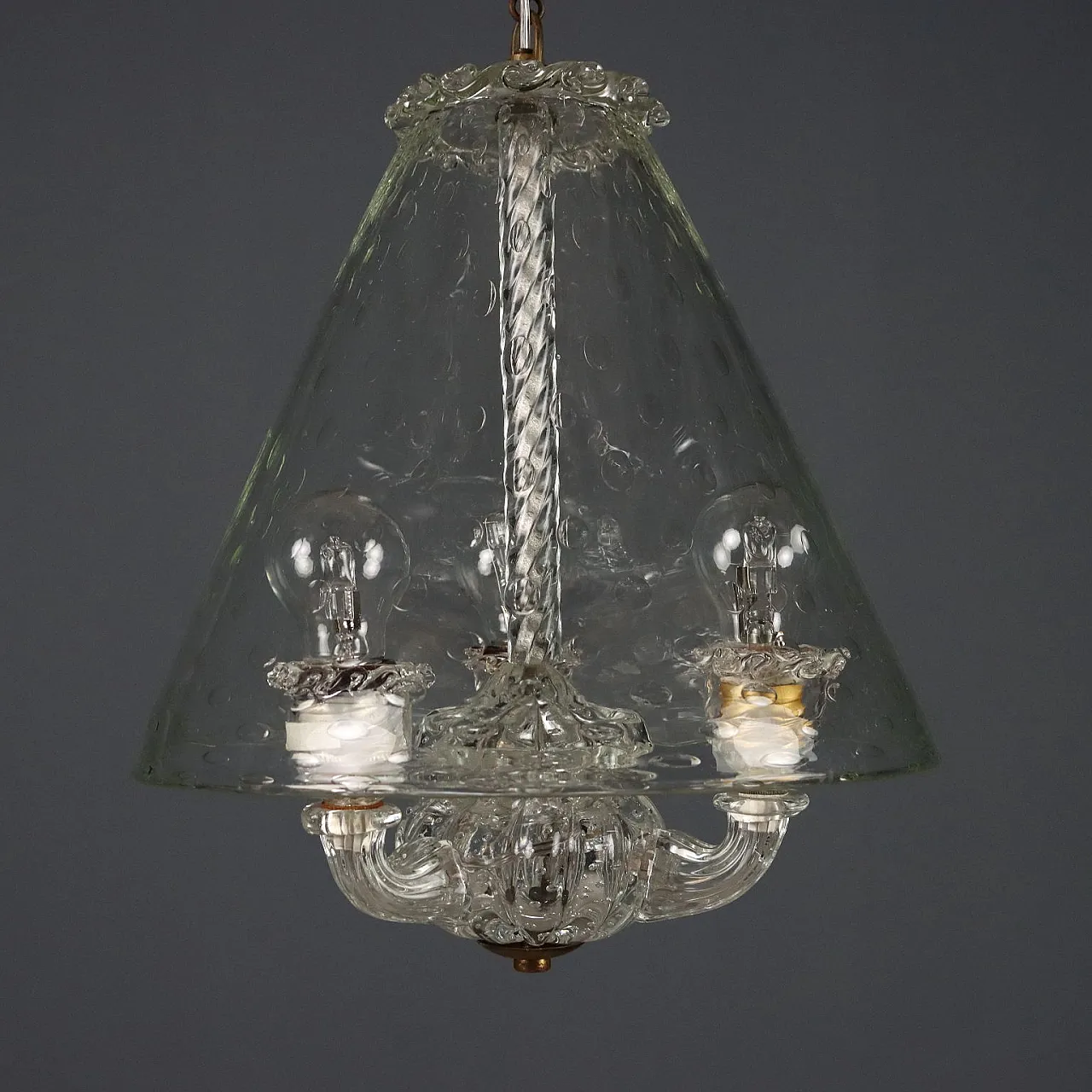 Lampadario in vetro, anni '50 10